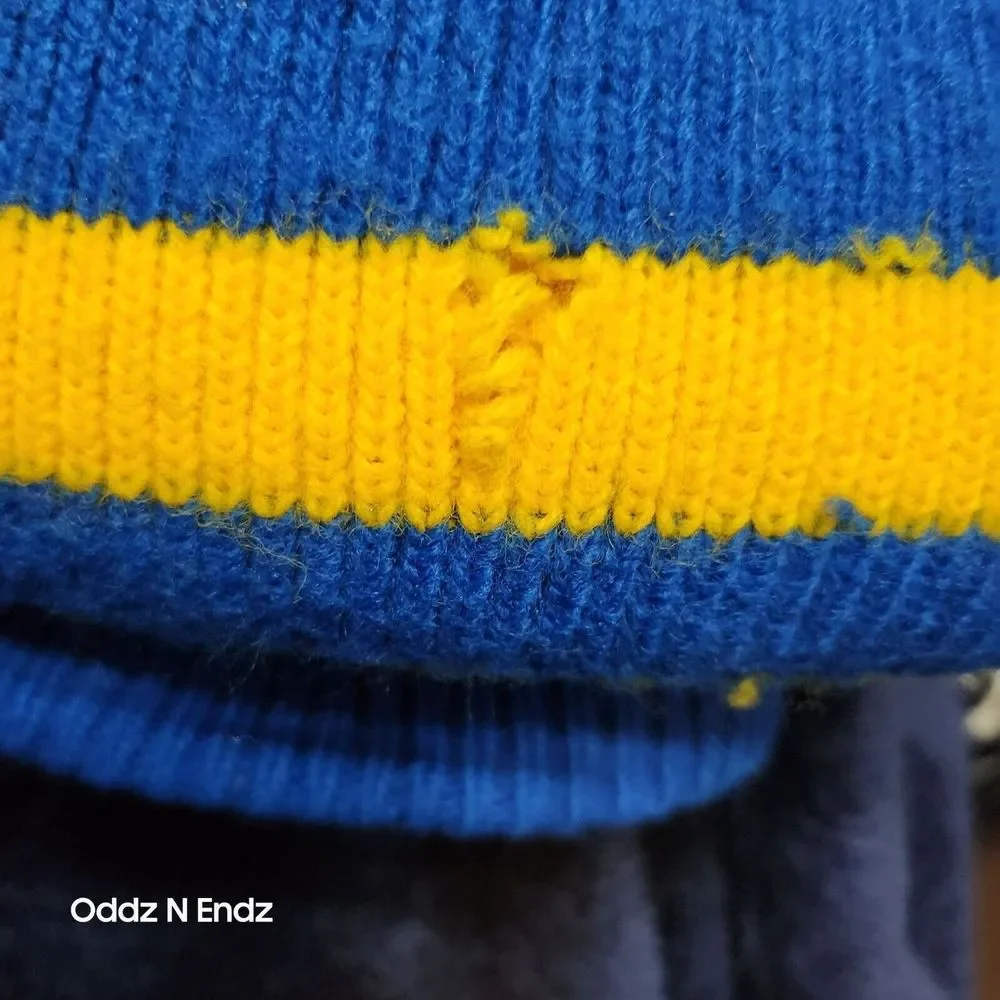 Vintage Blue &‎ Yellow Striped Knee-High Tube Socks Unisex 27